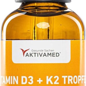 AKTIVAMED® Vitamin D3 + K2 Tropfen 50ml flüssig - Premium: 99,7+% All-Trans + hoch bioverfügbares D3 - Laborgeprüft, hochdosiert, für Kinder und Erwachsene