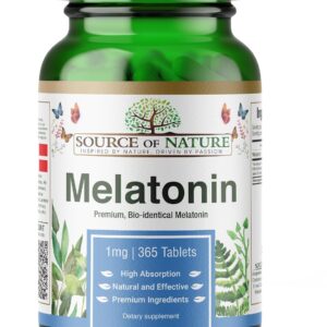Source of Nature® | 365 Premium Melatonin-Tabletten | 2-Jahres-Vorrat | 0,5 mg pro Dosis (½ Tablette) | Hohe Dosis | Keine unerwünschten Zusatzstoffe | Premium Dänische Marke | Unabhängig getestet