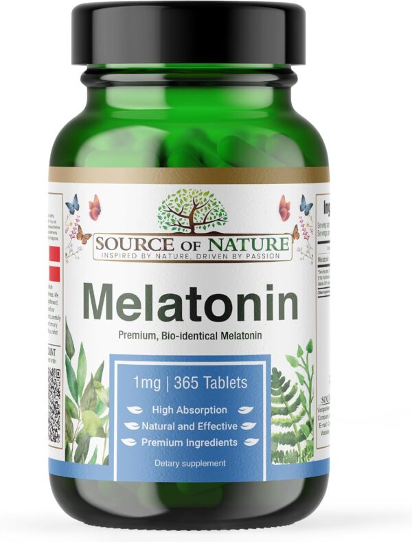 Source of Nature® | 365 Premium Melatonin-Tabletten | 2-Jahres-Vorrat | 0,5 mg pro Dosis (½ Tablette) | Hohe Dosis | Keine unerwünschten Zusatzstoffe | Premium Dänische Marke | Unabhängig getestet