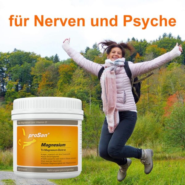 proSan Magnesiumpulver 250g (Tri-Magnesium-Di-Citrat, 16,4%) | Premium Magnesium | Vegan & Hochdosiert | Organisch & Wasserfrei | Reines Pulver ohne Zusatzstoffe – Bild 3