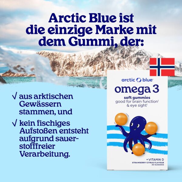 Arctic Blue Omega-3 Fruchtgummis für Kinder mit 250 mg DHA & 70 mg EPA Omega-3-Fettäuren und Vitamin D3, Zuckerfrei - Leckerer Geschmack – Bild 5