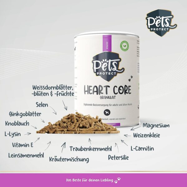 Heart CORE | Futter Ergänzung für Erwachsene, geschwächte & ältere Hunde | Mit Wildkräutern, Vitaminen, Carnitin, Omega-3 & OPC`s | 200g | Deutsche Herstellung – Bild 2
