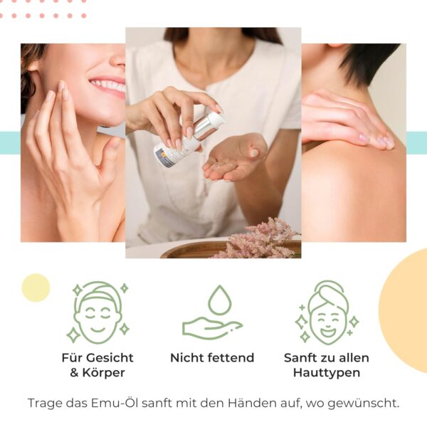 Reines Emu Öl - Kopfhaut-, Haar-, Nagel-, Gesichtsöl & Körperöl für Damen & Herren mit Omega 3 6 9, Vitaminen & Mineralien – 60 ml unparfümiertes australisches Pure Emu Öl von Y-Not Natural – Bild 4