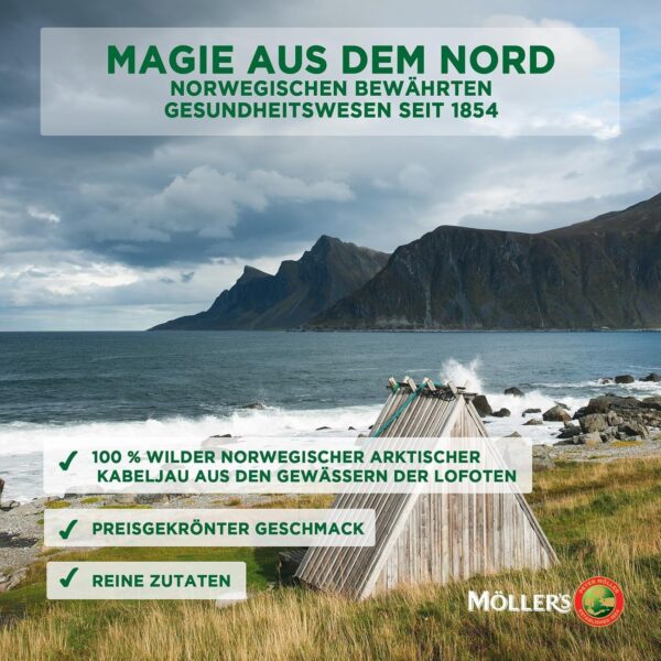 Möller's Omega 3 Lebertran Öl | Nordic Omega 3 Nahrungsergänzung mit EPA, DHA, Vitamin A, D, E | Superior Taste Award | Hochreiner natürlicher | 165 Jahre alte Marke | Zitrone | 500 ML – Bild 4