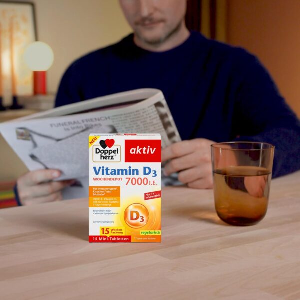 Doppelherz Vitamin D3 7000 I.E. WOCHENDEPOT - Mit nur einer Tablette 7 Tage versorgt - 15 Wochen-Packung - 15 Mini-Tabletten – Bild 2