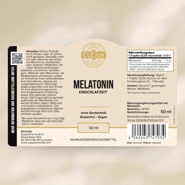 I-like-it-Clean® - Melatonin Tropfen - (50 ml) - 0,5 mg Melatonin pro Tropfen - ohne Alkohol, vegan, laborgeprüft, ohne unerwünschte Zusatzstoffe - geschmacksneutral - in Deutschland produziert – Bild 8