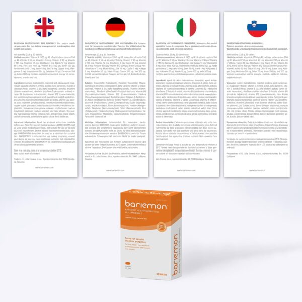 Bariemon WLS Multivitamine und Multimineralien für Magenbypass, Nach einer Magenverkleinerung, Nur 1 Tablette pro Tag, 30 tabletten – Bild 4