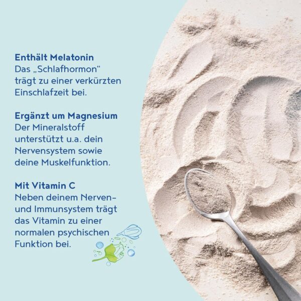 Nerven-Elixier - Melatonin, Magnesium, B-Vitamine & Aminosäuren für natürliches Stressmanagement & Entspannung am Abend - Pflanzliche Mischung mit Blaubeer-Geschmack - 400g Pulver von Alpha Foods – Bild 4