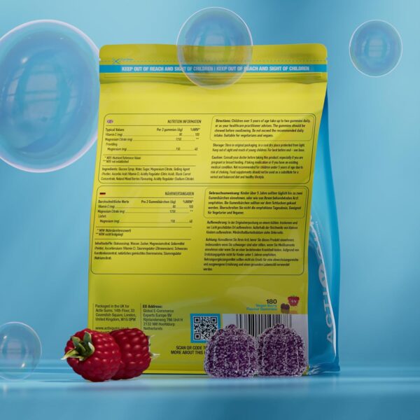 Kinder Magnesium-Gummis | 180 | Magnesiumcitrat & Vitamin C | Unterstützt Schlaf, Knochen, Immunsystem, Energie & Kognition | Wieder verschließbare, recycelbare Verpackung | Ab 5 Jahren | ActivGums® – Bild 6