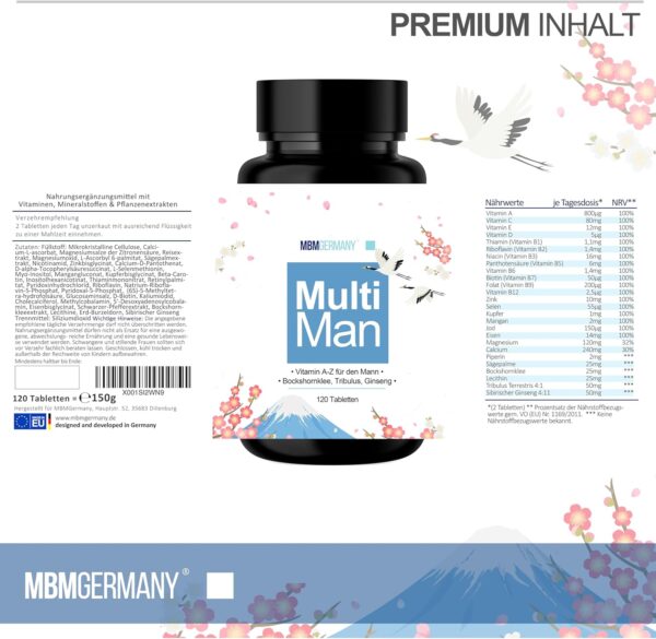 🆄🅽🆂🅴🆁 𝗧𝗜𝗣𝗣: Multivitamin Tabletten A-Z [26X HOCHDOSIERT] für Männer mit Ginseng & Tribulus Komplex + Laborgeprüft in Deutschland – Bild 6