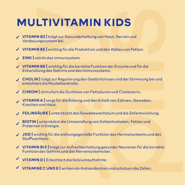 Jelly Pills® Multivitamine und Mineralien Kinder 70 Gummies - ohne Zuckerzusatz - Gummis mit Erdbeergeschmack 10 Wochen - mit allen Vitaminen A B C D E Biotin Folsäure Zink Jod Magnesium Chrom – Bild 4