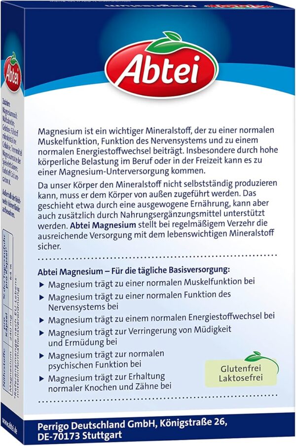 Abtei Magnesium – für Sport, Freizeit und Beruf - zur täglichen Basisversorgung mit Magnesium für Muskel- und Nervenfunktion - mit 240 mg Magnesium - 1 x 40 Kapseln – Bild 4