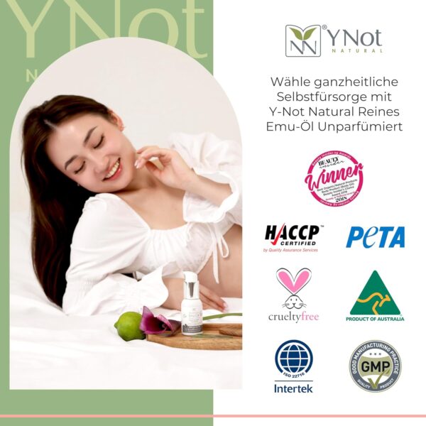 Reines Emu Öl - Kopfhaut-, Haar-, Nagel-, Gesichtsöl & Körperöl für Damen & Herren mit Omega 3 6 9, Vitaminen & Mineralien – 60 ml unparfümiertes australisches Pure Emu Öl von Y-Not Natural – Bild 5