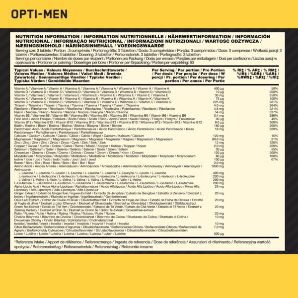 Optimum Nutrition Opti-Men Multivitamin-Nahrungsergänzungsmittel für Männer mit Vitamin D, Vitamin C, Vitamin B6 und Aminosäuren, geschmacksneutral, 60 Portionen, 180 Kapseln – Bild 7
