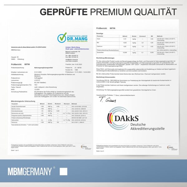MBMGermany® Melatonin Schlaftabletten hochdosiert [SOFORT EFFEKT] mit Baldrianwurzel-Extrakt + Laborgeprüft in Deutschland – Bild 2