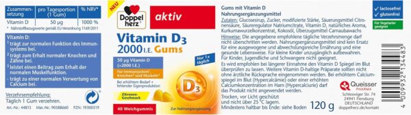 Doppelherz Vitamin D3 - Vitamin D trägt zur normalen Funktion des Immunsystems bei - 40 leckere Gums mit Zitronen-Geschmack – Bild 4