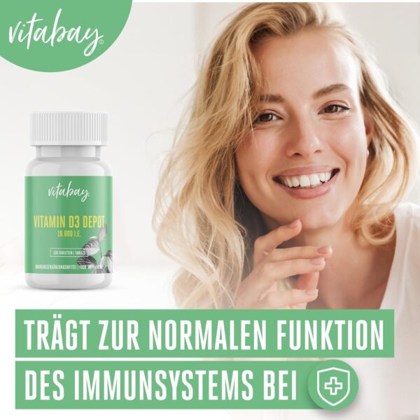 Vitabay - Vitamin D3 10000 I.E. - 120 Vegane Vit D 10000 Tabletten - Vitamin D Hochdosiert - Laborgeprüft – Bild 3