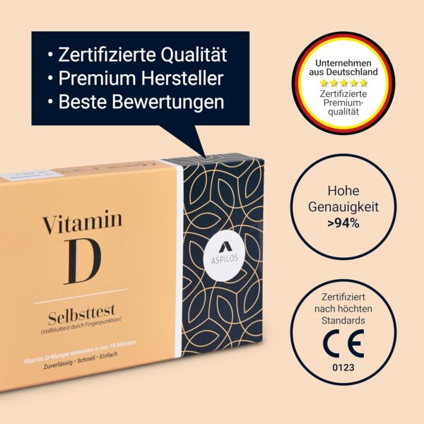 ASPILOS Vitamin D Schnelltest - Vitamin D Test für Zuhause - Ergebnis in 10 Minuten - Zuverlässig & Präzise - Leichte Anwendung – Bild 5