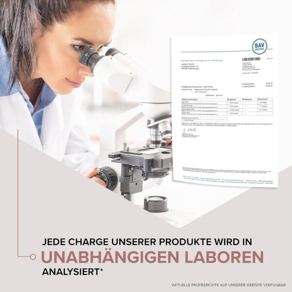 edubily nutrition® Magnesium Komplex Kapseln • Magnesiummischung aus Magnesiumglycinat, Magnesiumcitrat & Magnesiumcarbonat • Ohne Magnesiumstearat • Mit Vitamin B6 (P5P) • Vegan (250 Kapseln) – Bild 4