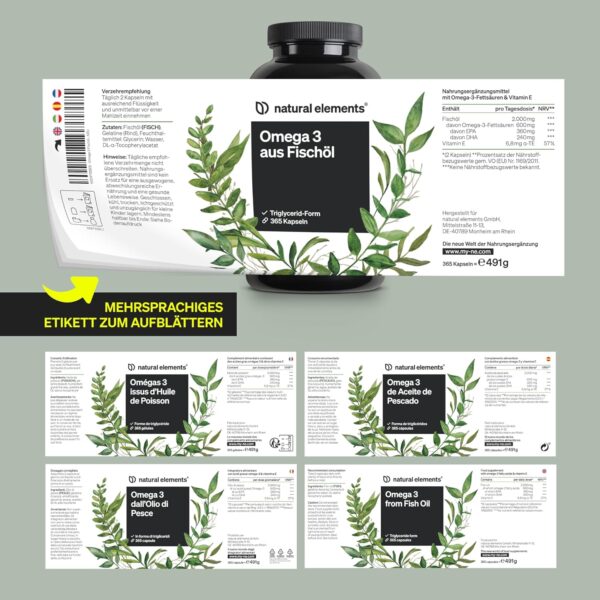 Omega 3 – 365 Kapseln – 2000mg Fischöl pro Tagesdosis – mit EPA und DHA in Triglycerid-Form – Laborgeprüft, aufwendig aufgereinigt und aus nachhaltigem Fischfang – Bild 5