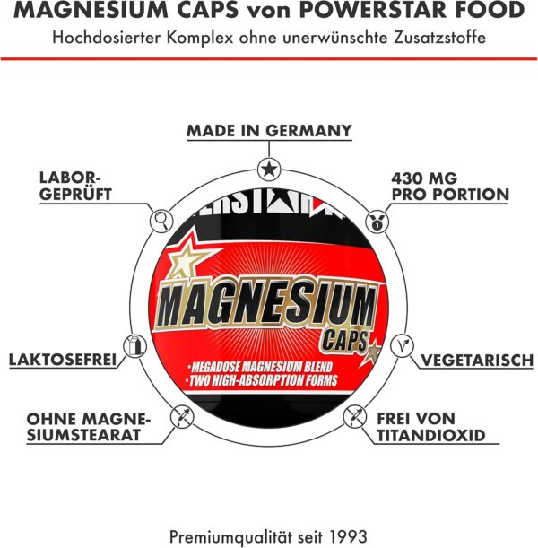 MAGNESIUM CAPS | Magnesium Komplex | HOCHDOSIERT | 430mg elementares (reines) Magnesium | Magnesiumcitrat & Magnesiumcarbonat | Rohstoffe in Pharmaqualität | 300 Kapseln | Deutsche Herstellung – Bild 4