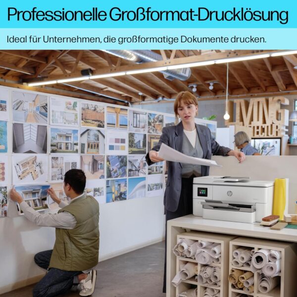 HP OfficeJet Pro 9720e A3-Multifunktionsdrucker, Drucken bis A3, 3 Monate gratis drucken mit HP Instant Ink inklusive, HP+, Drucker, Scanner, Kopierer, Fax, WLAN, LAN, Duplex, Airprint, Grau-Weiß – Bild 7