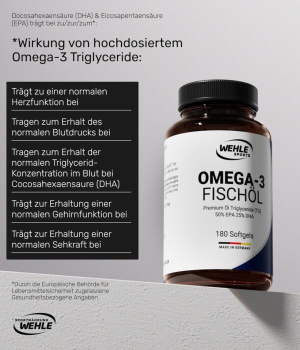Omega 3 Kapseln hochdosiert - Fischöl Kapseln mit 2000mg (1000mg EPA & 500mg DHA) pro Tagesdosis - Omega-3 Fettsäuren ohne Vitamin E - Aufwendig gereinigt aus nachhaltigem Fischfang – Bild 4