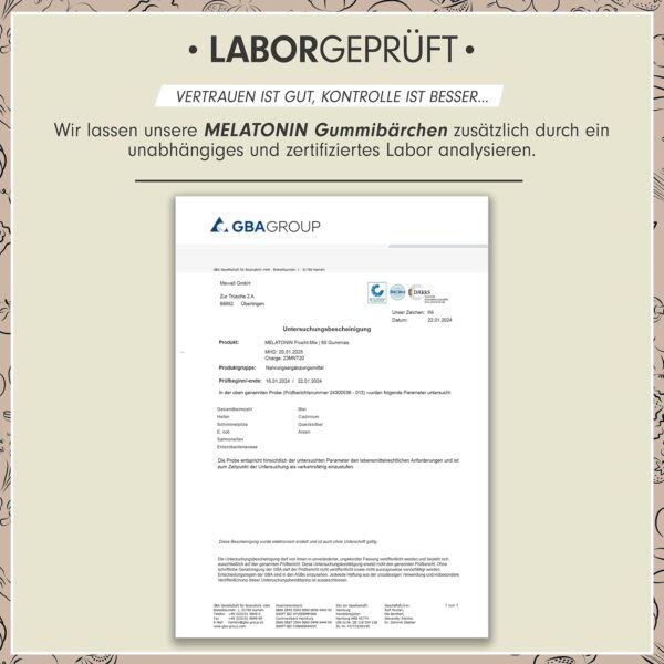 Melatonin Gummies 60x mit 0,5 mg bioaktivem Melatonin - leckerer Früchte-Mix-Geschmack - Optimal hochdosiert - Gummibärchen - Zuckerfrei, laborgeprüft & 100% vegan - Made in Germany – Bild 5