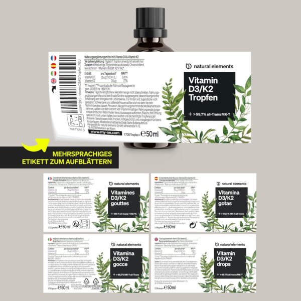 Vitamin D3 + K2 Tropfen 50ml - Premium: 99,7+% All-Trans (K2VITAL® von Kappa) + hoch bioverfügbares Vitamin D3 - Laborgeprüft, hochdosiert, flüssig und in Deutschland produziert – Bild 6