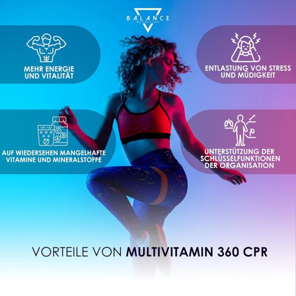 MULTIVITAMIN - 360 TABLETTEN (12 Monate) | Multivitamin Tabletten Hochdosiert | Vitamine A-Z Hochdosiert | Vitamine, Mineralstoffe mit Vitamin A, B, C, D3, E, Zink, Selen, Kupfer – Bild 4