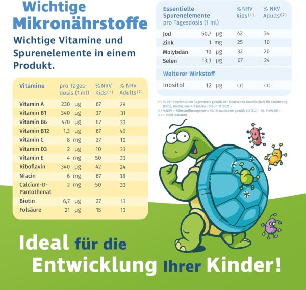 PanaKids MultiComplete+ Multivitamin-Tropfen für Kinder - 12 Vitamine & 4 essenzielle Mineralstoffe + Inositol - Ab 4 Jahren - Honig & Fruchtgeschmack - 100% Vegetarisch - 30 ml – Bild 4