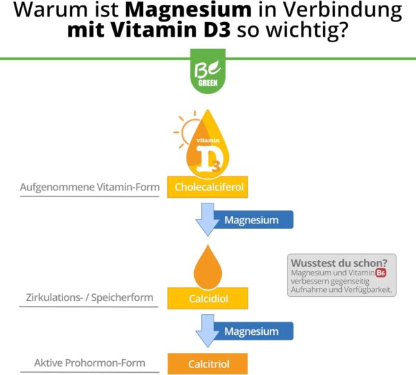 BeGreen Sun Green, Vitamin D3-K2-Magnesium-Omega-3-Kapseln hochdosiert, 3.000 IE Vitamin D3 und 150 µg Vitamin K2 pro Kapsel, 100% vegan ohne Zusätze, 60 Stück, in Deutschland hergestellt – Bild 3