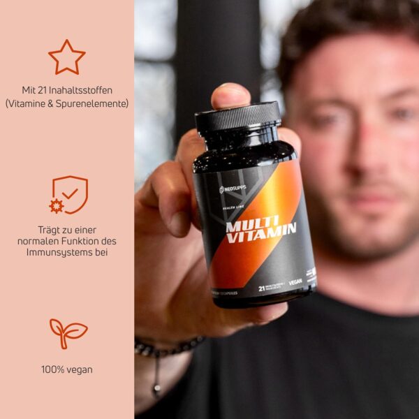 NEOSUPPS Hochdosiertes Multivitamin I MADE IN GERMANY I 21 Vitamine & Spurenelemente I Vegan I 120 Kapseln – Bild 2