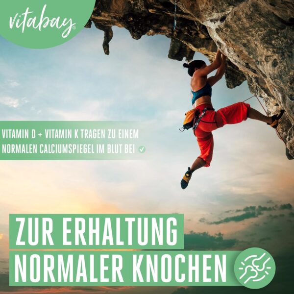Vitabay Vitamin D3 K2 5000 IE - 180 Vegane Tabletten Vitamin D Hochdosiert - D3K2 Sonnenvitamine - Vit K2 D3 als Unterstützung für Immunsystem, Zähne, Knochen und Muskeln - Laborgeprüft – Bild 4