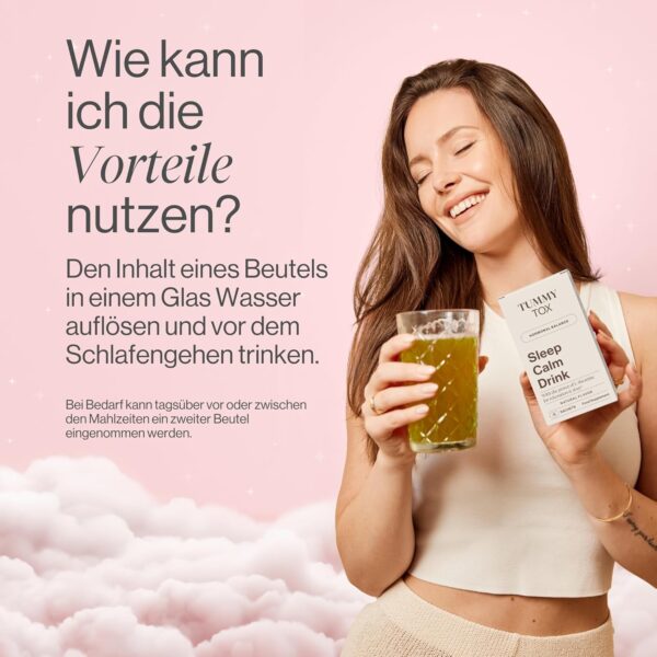 Sleep Calm Drink - Entspannung mit Glycin, L-Theanin, GABA, Magnesium, Vitamin B6 und Mangan - Ohne Melatonin - 30 Beutel für 30 Tage - Tummy Tox – Bild 6