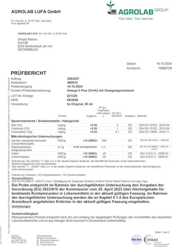 Omega 3 Algenöl PLUS Vitamin D3+K2 MK7 - davon 40% DHA & 20% EPA - mit Orangenöl und Rosmarinextrakt, vegan - Deutsche Qualität - für die ganze Familie – Bild 5