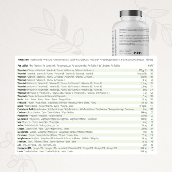Multivitamin Tabletten - Vitamine für Frauen - 365 Tabletten 1 Jahres Vorrat - Laborgeprüft - Complete Your Body – Bild 3
