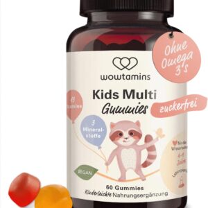 wowtamins Kids Multi Gummies zuckerfrei - Vitamine für Kinder (30-Tage-Vorrat) mit 13 Vitaminen & 3 Mineralstoffen - Nahrungsergänzungsmittel als hochdosierte & Vegane Multivitamin Gummies