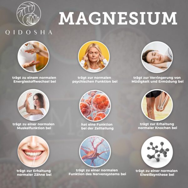 QIDOSHA® Magnesium Komplex hochdosiert, 300 Kapseln im Apothekerglas, 9 Magnesium-Formen mit sich ergänzenden Wirkschwerpunkten als Magnesium-Vollspektrum, 300mg elementares Magnesium/Tagesportion – Bild 6