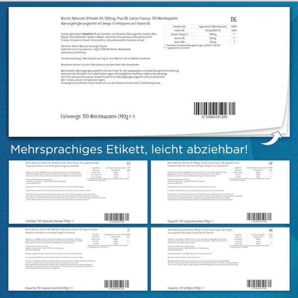 Nordic Naturals, Ultimate Omega-D3 Lemon, 120 glutenfreie Softgels, 1280mg Omega-3 je Dosis, Sojafrei, GMO frei, Zitronengeschmack – Bild 4
