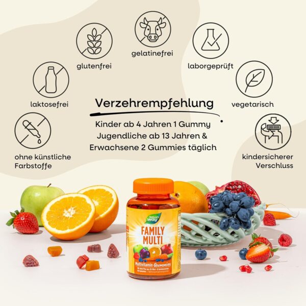 Multivitamin Gummibärchen Vitamine Kinder Jugendliche Vitamin B Komplex B3 B6 B12 C und Zink - 60 Vitamin Gummies ohne Gluten Laktose Gelatine ab 4 Jahren – Bild 4