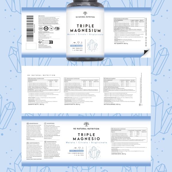 Magnesium Komplex hochdosiert, 440mg elementares Magnesium pro Tagesdosis. Triple Magnesium mit: Magnesiumcitrat 1440mg, Magnesiumbisglycinat 600 mg, Magnesiummalat 600mg. 180 Tablets. 3 Monats. N2 – Bild 7