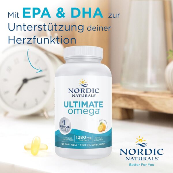 Nordic Naturals, Ultimate Omega, 120 glutenfreie Softgels, 1280mg Omega-3 je Dosis, Sojafrei, GMO frei, Zitronengeschmack – Bild 2