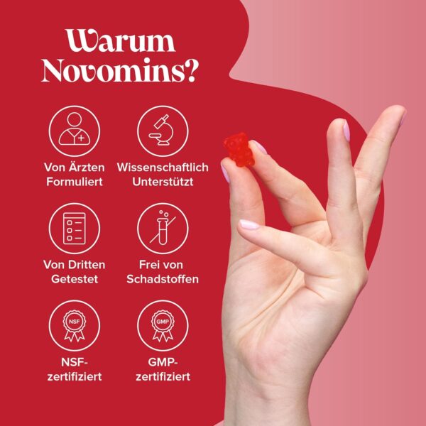 Vitamin Gummibärchen für Kinder - Multivitamin Fruchtgummis - Gummibärchen Großpackung 1 Monat - Vegan - Glutenfrei - 13 Essentielle Vitamine für Kinder von Novomins – Bild 8