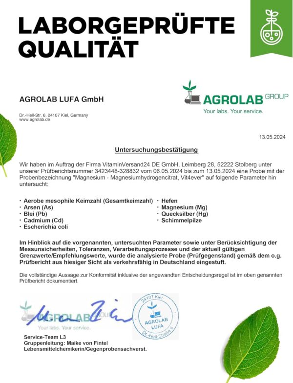 Magnesium Pure - 600 g Pulver (4,3 Monate Vorrat) - Laborgeprüft (Wirkstoffgehalt & Reinheit) - Reines Pulver ohne Zusatzstoffe - Premium Qualität - Vegan – Bild 7