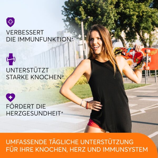 Vitamin D3 + K2 5000 IU | 2 In 1 | Für Knochen, Herz Und Gesundheit | Täglicher Unterstützungskomplex Für Frauen Und Männer | Nicht-GMO, Glutenfrei, Vegan | 120 Kapseln – Bild 5