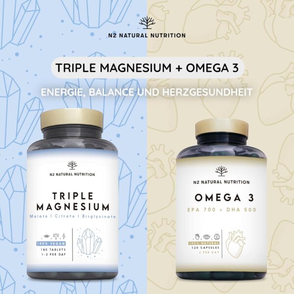 Magnesium Komplex hochdosiert, 440mg elementares Magnesium pro Tagesdosis. Triple Magnesium mit: Magnesiumcitrat 1440mg, Magnesiumbisglycinat 600 mg, Magnesiummalat 600mg. 180 Tablets. 3 Monats. N2 – Bild 8