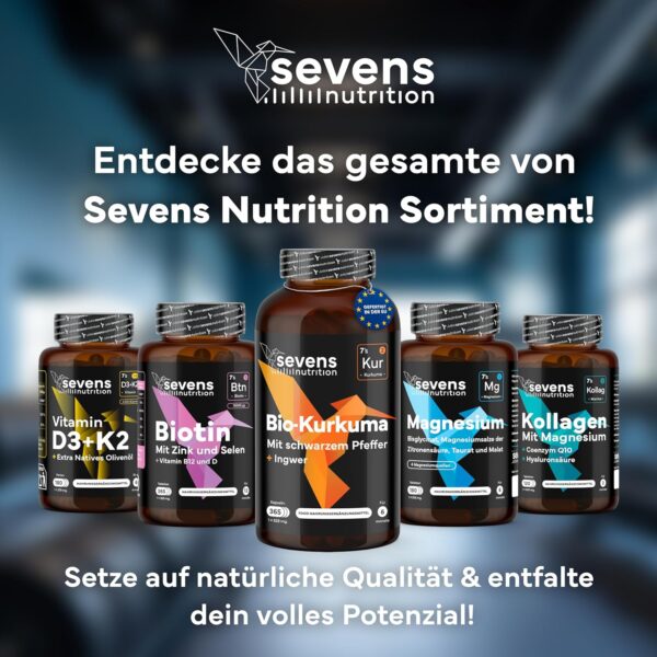 Magnesium Komplex - Premium – 4-fach Formel mit Bisglycinat, Citrat, Malat & Taurat – Hochdosiert – 180 Tabletten – Sevens – Bild 9