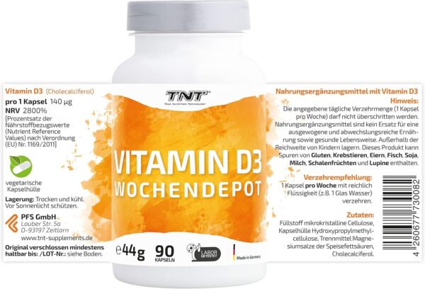 TNT Vitamin D3 5600 I.E. (90 Kapseln) • Vitamin D hochdosiert • Sonnenvitamin mit Depot-Wirkung – Bild 6