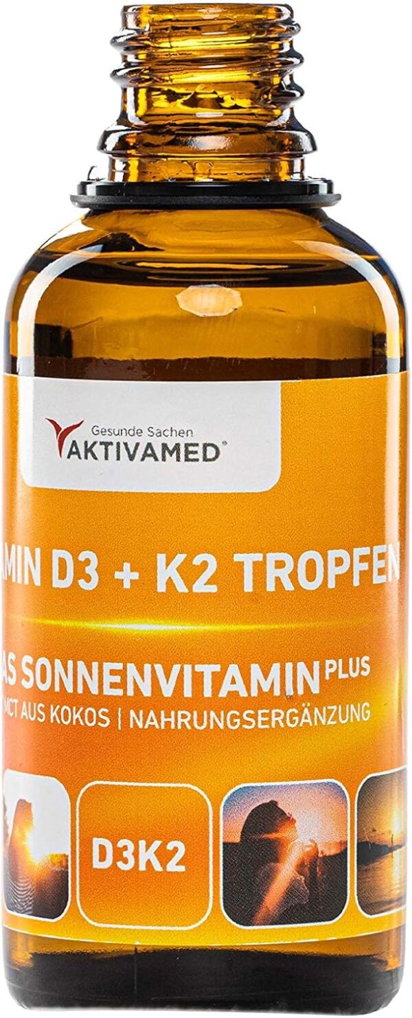 AKTIVAMED® Vitamin D3 + K2 Tropfen 50ml flüssig - Premium: 99,7+% All-Trans + hoch bioverfügbares D3 - Laborgeprüft, hochdosiert, für Kinder und Erwachsene – Bild 3